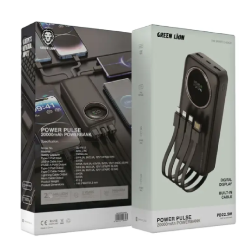پاوربانک 22.5 وات با کابلهای داخلی Type-C و لایتنینگ