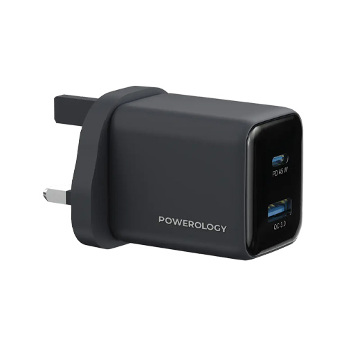 Powerology Dual Port Gan Wall Charger Volt-X 45W